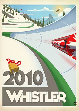 Graphic print of the 2010 Olympic Bobsled events held i ...