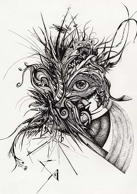 'Awake' (Dec. 2013) An abstract ink drawing depicting ...