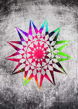 Colorful Trippy Star (vector) with Grunge background - ...