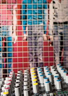 The patterns, lines, and colors of the mixer knobs in f ...