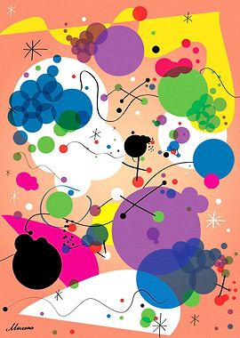 Abstract digital art Inspired by Joan Miro, geometric f ...