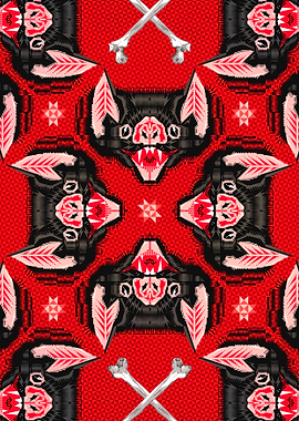 Geometric Bat Face Pattern