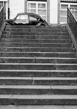 Old stairs with a background car