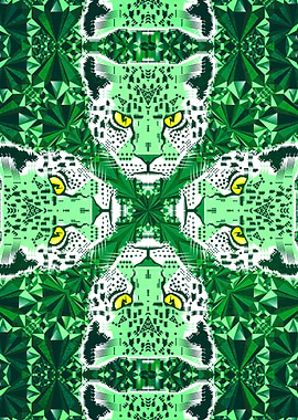 Emerald Leopard Geometric Pattern