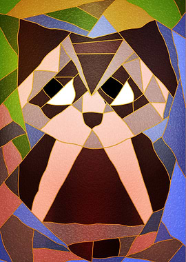 Stained Glass Owl ~ Cute owl sitting on a tree branch m ...