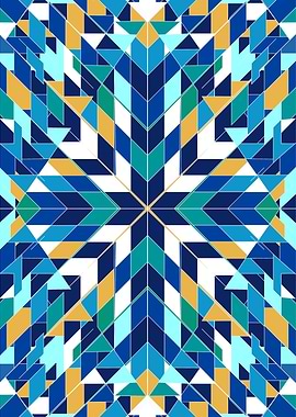 Triangles 2 abstract tribal blue pattern