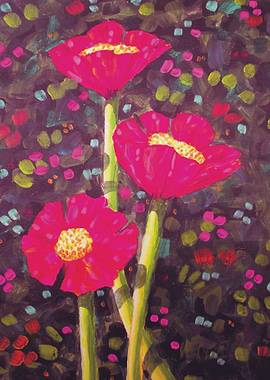 'Three Poppies' Acrylic on Panel 16' x 20' by David Ve ...