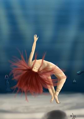 a phantasy with mermaids and a girl half drowned into t ...