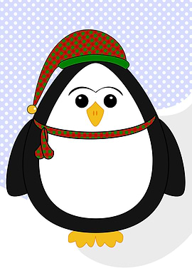 Christmas Penguin ~ Cute Christmas penguin wearing a sc ...
