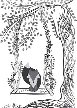 Jungle Fox: A detail illustration of Fox in swinging in ...
