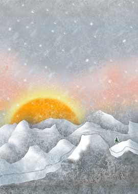 Alone in a Sunrise Snowstorm