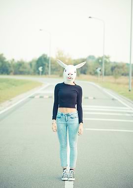 rabbit mask woman
