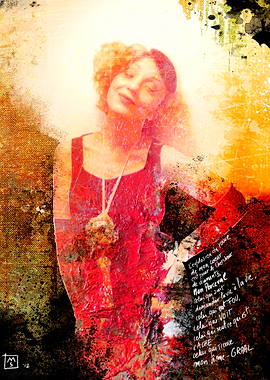 La Dame au Coeur Rouge 50x70 cm digital painting and po ...