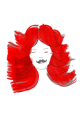 girl-stache! white BY GASPONCE