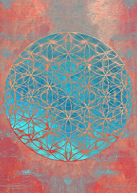 flower of life blue orange