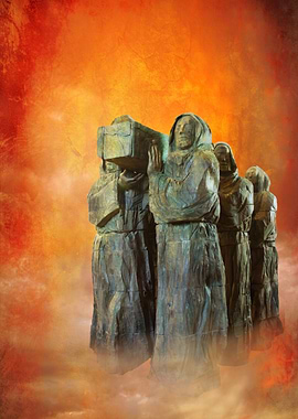 Monks carry the coffin on their shoulders.