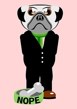 Pug Nope. A cute, stubborn pug, standing beside its foo ...