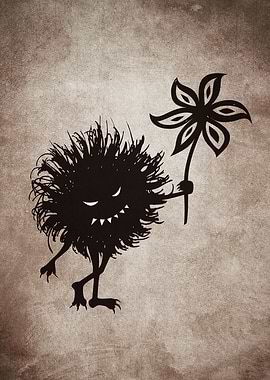 Dark textured illustration of an evil black bug who giv ...