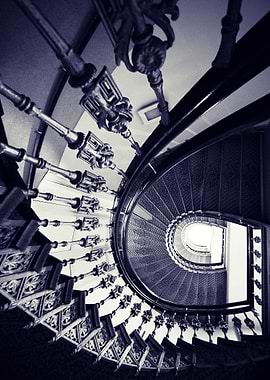 Silver spiral staircase