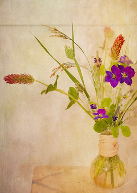 Macro capture of various homegrown wildflowers in a tin ...