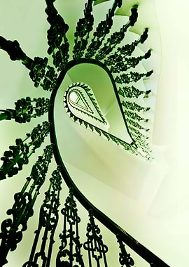 Beautiful green ornamented staircase