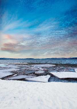 Taken in winter at Lake Tahoe, Nevada, the partially fr ...