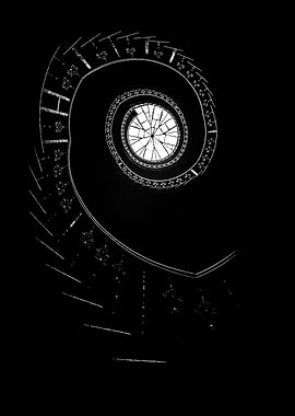 Spiral staircase in black and white