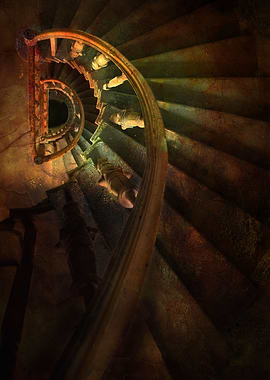 Old dirty spiral staircase