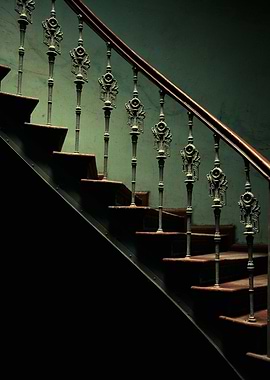 Old staircase with ornamented stairs