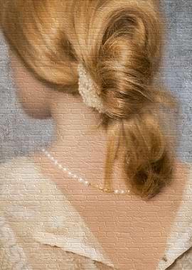 Modern art painting effect of a woman painted on a bric ...