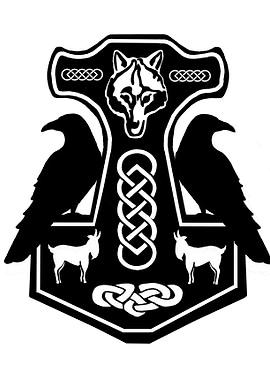 Norse Thors Hammer with Ravens