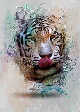 White Tiger in Water Color Splash