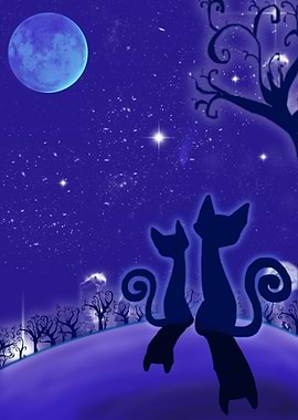 The cats and the moon