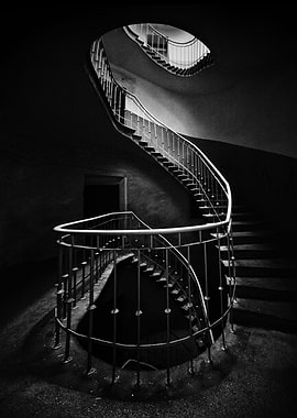 Spiral staircase in black and white