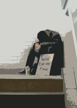 Homeless guy on the stairways of the New York subway - ...