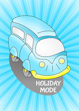 Road Trip Blue Van. Blue rays of light coming form a c ...