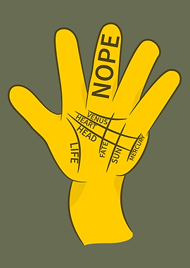 Palmistry Nope. A cartoon hand, palm out showing the li ...