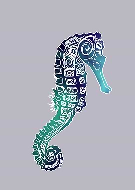 Sea Horse on grey