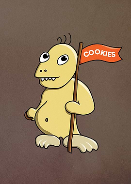 Funny Cartoon Monster With a Cookie