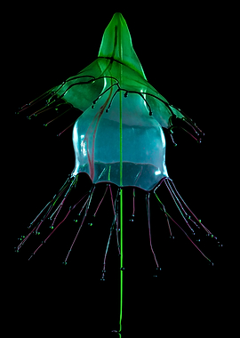 Splashes in green and blue