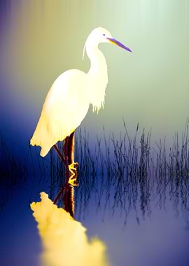 Egret in amethyst