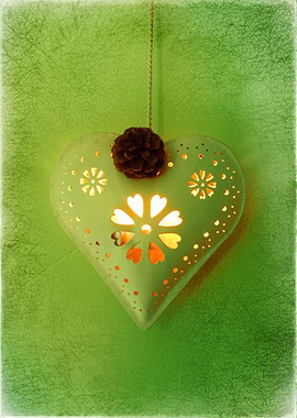 Heart Lighting up a Green Wall