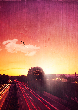 Long exposure of highway traffic in backlight