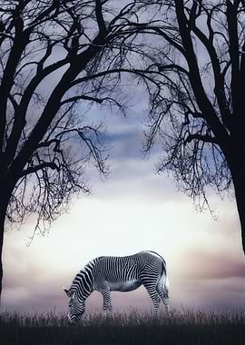 grazing zebra