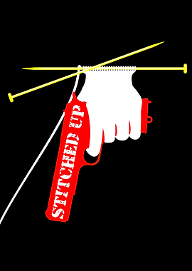 Stitched Up. A fun design for a knitting enthusiast. Wh ...