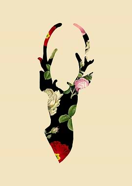 Flower Deer Silhouette