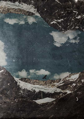 Manipulated photograph of Sasso Rosso glacier in the it ...