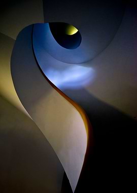 Spiral staircase in blue and brown