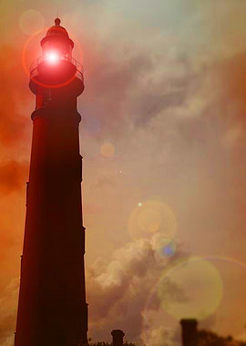 Gorgeous sunset behind the lighthouse