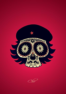 Sugar skull portrait of Ernesto Guevara